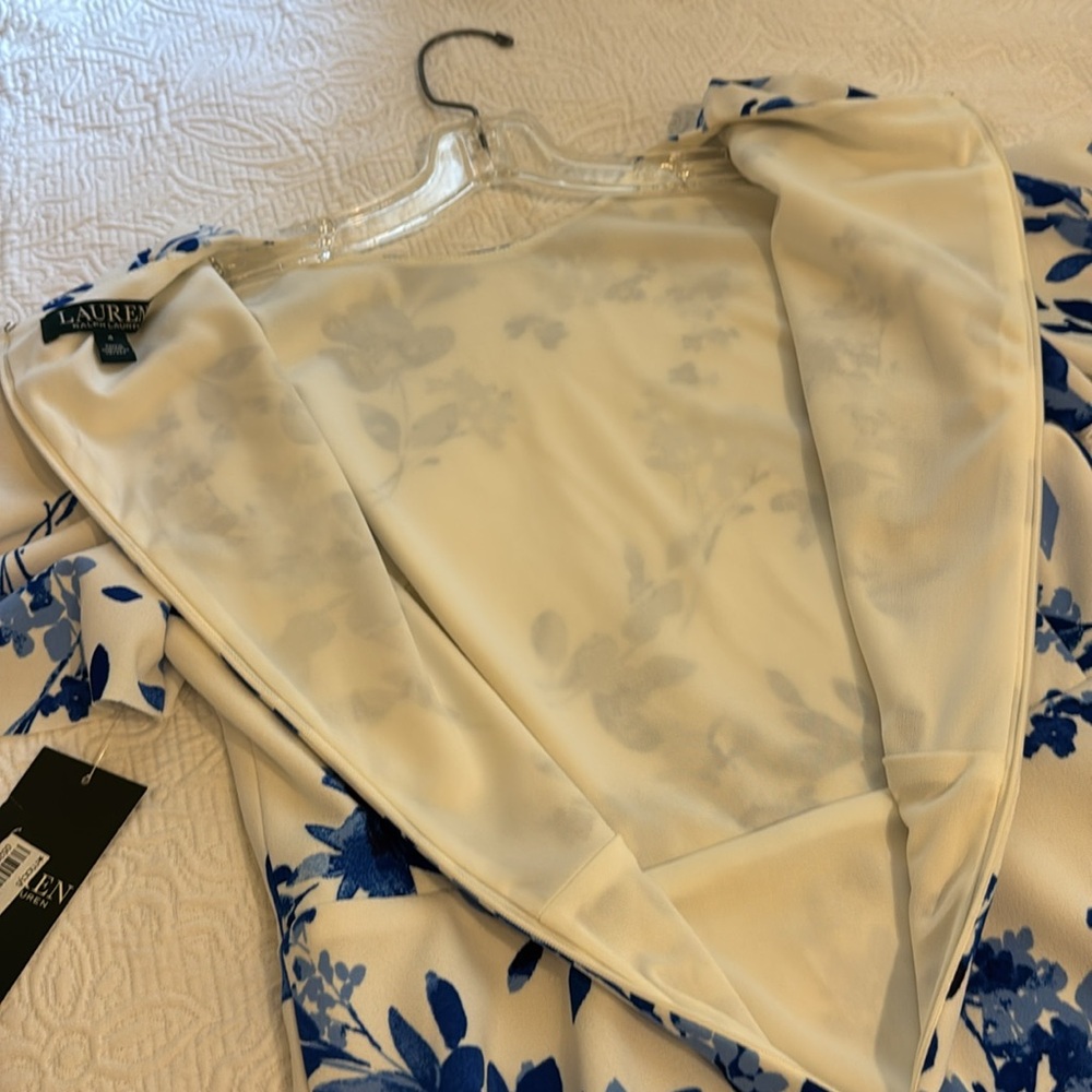 Ralph Lauren Dress White with Blue Flowers-  A-line - Picture 8 of 8